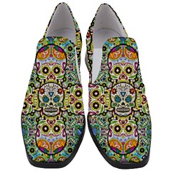 Sugar Skulls Pattern Women Slip On Heel Loafers by ExtraGoodSauce