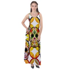 Sugar Skulls Sleeveless Velour Maxi Dress