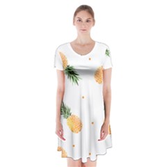 Pineapple Pattern Short Sleeve V-neck Flare Dress by goljakoff