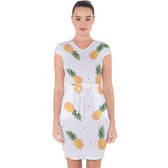 Pineapple Pattern Capsleeve Drawstring Dress  by goljakoff