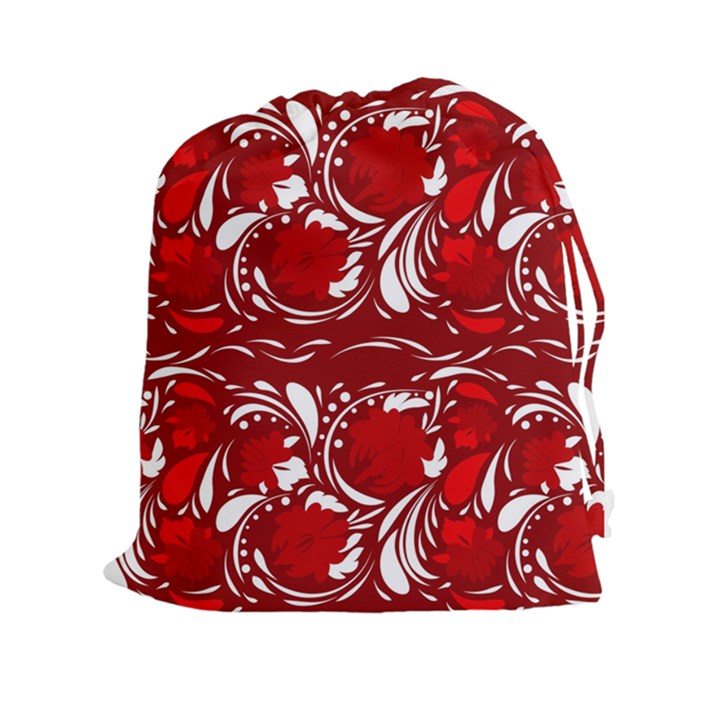 Red ethnic flowers Drawstring Pouch (2XL)