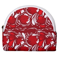Red Ethnic Flowers Horseshoe Style Canvas Pouch by Eskimos