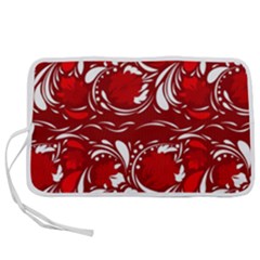 Red Ethnic Flowers Pen Storage Case (l) by Eskimos