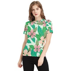 Floral Pattern Women s Short Sleeve Rash Guard by ExtraGoodSauce