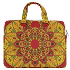 Mandela Flower Orange And Red Macbook Pro Double Pocket Laptop Bag