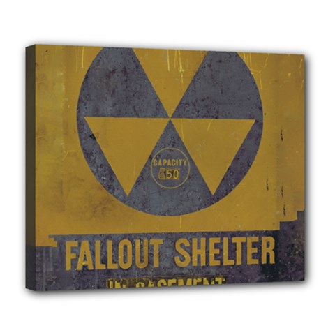 Fallout Shelter In Basement Radiation Sign Deluxe Canvas 24  X 20  (stretched)