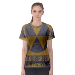 Fallout Shelter In Basement Radiation Sign Women s Sport Mesh Tee