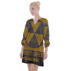 Fallout Shelter In Basement Radiation Sign Open Neck Shift Dress