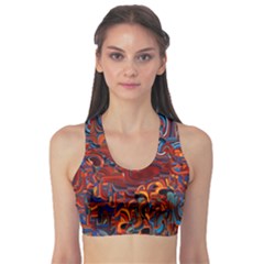 Phoenix In The Rain Abstract Pattern Sports Bra by CrypticFragmentsDesign