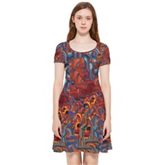 Phoenix In The Rain Abstract Pattern Inside Out Cap Sleeve Dress by CrypticFragmentsDesign