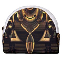 Black And Gold Abstract Line Art Pattern Horseshoe Style Canvas Pouch by CrypticFragmentsDesign