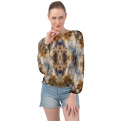 Retro Hippie Vibe Psychedelic Silver Banded Bottom Chiffon Top