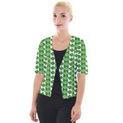 Clover Leaf Shamrock St Patricks Day Cropped Button Cardigan