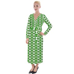 Clover Leaf Shamrock St Patricks Day Velvet Maxi Wrap Dress by Dutashop