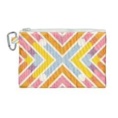 Line Pattern Cross Print Repeat Canvas Cosmetic Bag (large) by Dutashop