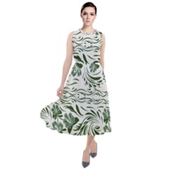 Green Leaves Round Neck Boho Dress by Eskimos