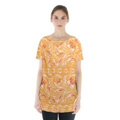 Orange Pattern Skirt Hem Sports Top by Eskimos