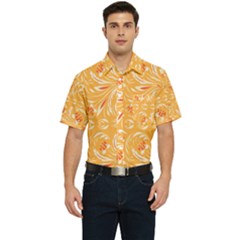 Orange Pattern Men s Short Sleeve Pocket Shirt  by Eskimos