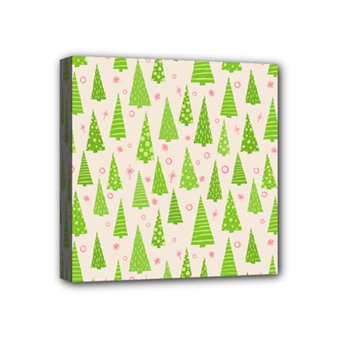 Christmas Green Tree Mini Canvas 4  X 4  (stretched) by Dutashop