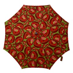 Abstract Rose Garden Red Hook Handle Umbrellas (medium)