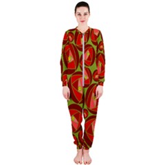 Abstract Rose Garden Red Onepiece Jumpsuit (ladies)  by Dutashop