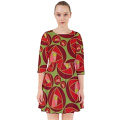Abstract Rose Garden Red Smock Dress by Dutashop