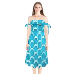 Hexagon Windows Shoulder Tie Bardot Midi Dress by essentialimage365