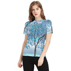 Crystal Blue Tree Women s Short Sleeve Rash Guard by icarusismartdesigns