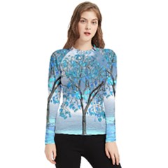 Crystal Blue Tree Women s Long Sleeve Rash Guard