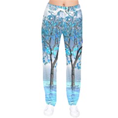 Crystal Blue Tree Women Velvet Drawstring Pants by icarusismartdesigns