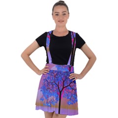 Tree Sunset Velvet Suspender Skater Skirt