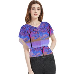 Tree Sunset Butterfly Chiffon Blouse