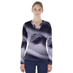 Black And White Snake V-neck Long Sleeve Top by ExtraGoodSauce