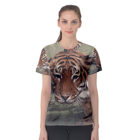 Swimming Tiger Women s Sport Mesh Tee by ExtraGoodSauce