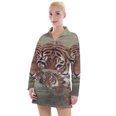 Swimming Tiger Women s Long Sleeve Casual Dress by ExtraGoodSauce