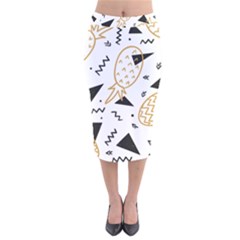 Golden Pineapples Velvet Midi Pencil Skirt by goljakoff