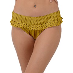 Yellow Knitted Pattern Frill Bikini Bottom by goljakoff