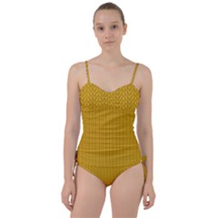 Yellow Knitted Pattern Sweetheart Tankini Set by goljakoff