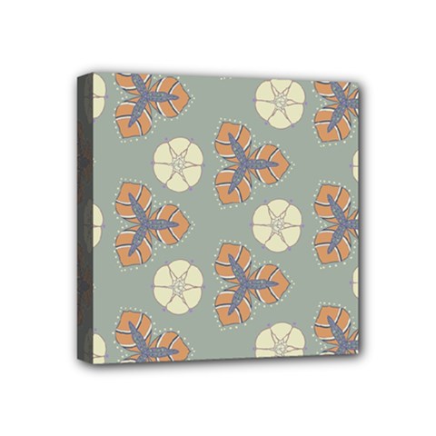 Flowers Leaves  Floristic Pattern Mini Canvas 4  X 4  (stretched) by SychEva