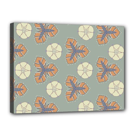 Flowers Leaves  Floristic Pattern Canvas 16  X 12  (stretched) by SychEva