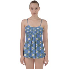 Flowers Leaves  Floristic Pattern Babydoll Tankini Set by SychEva