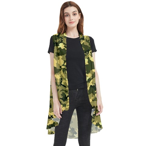 Camouflage Sand  Sleeveless Chiffon Waistcoat Shirt by JustToWear