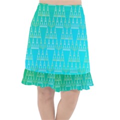 Blue Triangles Fishtail Chiffon Skirt by JustToWear