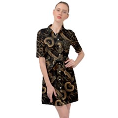 Modern Intricate Print Pattern Belted Shirt Dress by dflcprintsclothing