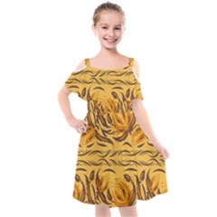 Folk Flowers Kids  Cut Out Shoulders Chiffon Dress by Eskimos