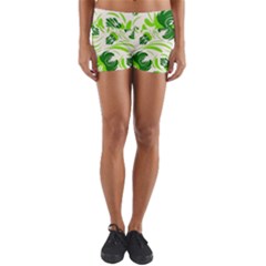 Green Leaves Yoga Shorts by Eskimos