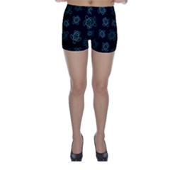 Blue Turtles On Black Skinny Shorts by contemporary