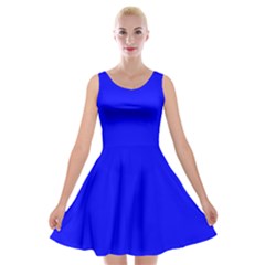 Color Blue Velvet Skater Dress by Kultjers