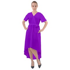 Color Dark Violet Front Wrap High Low Dress by Kultjers