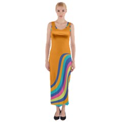 Psychedelic-groovy-pattern Fitted Maxi Dress by designsbymallika